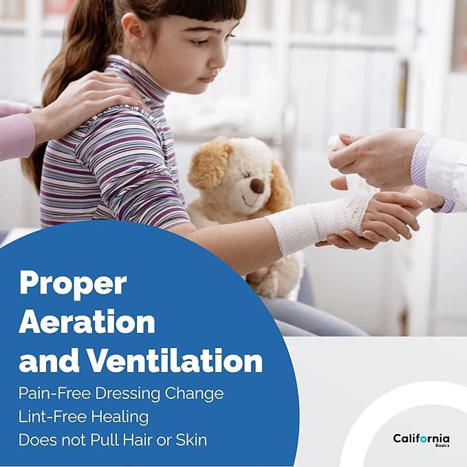 California Basics 24-Pack Gauze Bandage Roll with Tape, 4 Inches x 4 Yards - Soft, Stretchable & Breathable Wrap for Wound Care, First Aid & Medical Supplies - White