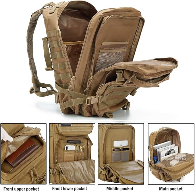 QT&QY 45L Military Tactical Backpacks Molle Army Assault Pack 3 Day Bug Out Bag Hiking Treeking Rucksack…