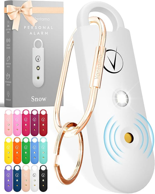 Vantamo Personal Alarm for Self Defense with Low Battery Notice, Strobe Light & Extra Loud 130 dB Double Speakers Safety Keychain Set for Women, Rechargeable Panic Button for Womens Self Defense