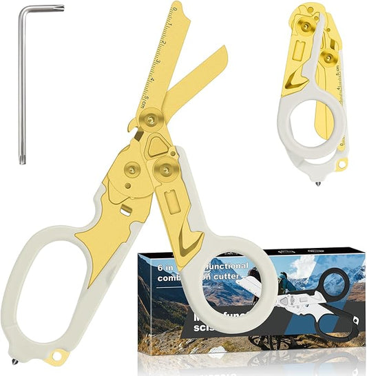 6in1 trauma shears - emergency responders, outdoor emergencies scissor, medical staff, and outdoor camping scissors, ttrauma scissors(Luminous Gold)