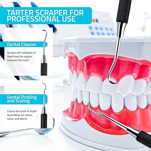 Utopia Care Professional Dental Tartar Scraper Tool, Dental Pick, 6.5 Inch Double Ended Tartar Remover for Teeth, Plaque Remover, Tooth Scraper, Black, 1 Piece