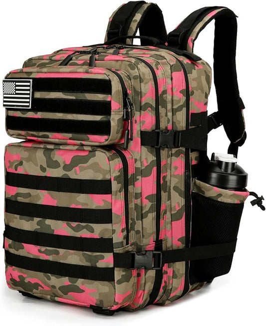 25L Tactical Backpack for Men Women Military Backpack Army Assault Pack Molle Backpack Small Bug Out Bag Travel Rucksack Daypack (Pink Camo)