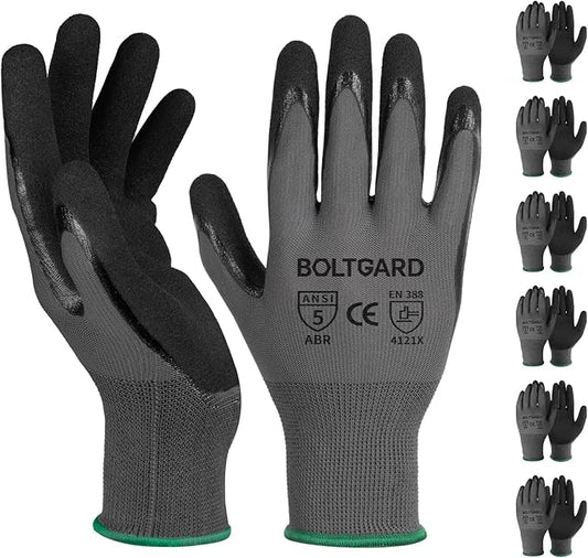 Work Gloves Men with Double Sandy Nitrile Coated Grip, Micro-Foam Nitrile for Mechanics, Construction, Warehouse