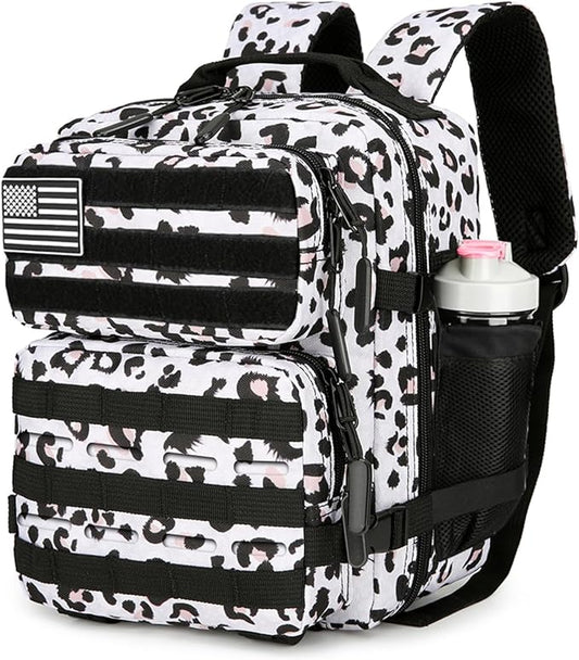 9L Mini Tactical Backpack 9L Assault Pack 9L Tactical Backpack Hiking Fitness Backpack（White Leopard）