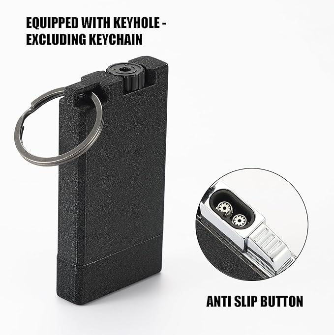 Butane Lighter with Keyhole, 2 Pack Double Jet Flame Torch Lighter with Visible Window, Adjustable and Refillable Pocket Lighter for Men and Women,Without Gas(Matte Black)