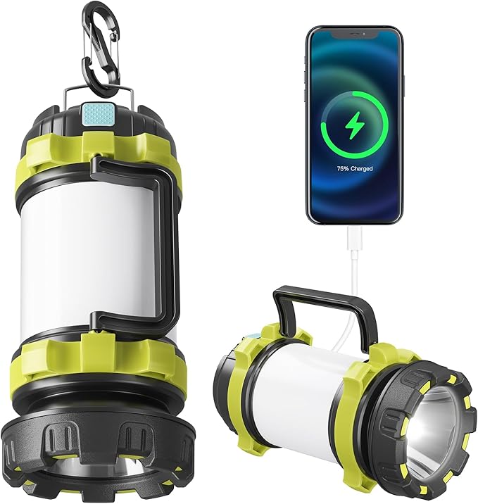 Camping Lantern Rechargeable, Alpswolf Led Lantern Camping Flashlight with 4000 Capacity, 6 Modes, IPX4 Waterproof, Portable Rechargeable Lanterns for Power Outage, Hiking Hurricane Outdoor