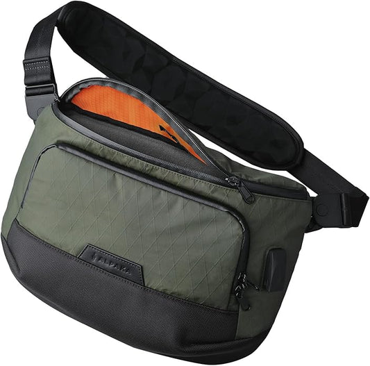 ALPAKA Bravo Sling Max, 8L RFID-Blocking Sling Laptop Bag for Men with Maglockz Buckle, Lockable Zips & External USB Port
