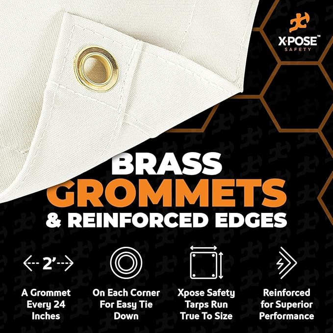 Xpose Safety Canvas Tarp - 10oz White Canvas Tarps Heavy Duty Water Resistant with Brass Grommets- Multipurpose Outdoor Tarpaulin for Camping, Canopy, Trailer, Equipment Cover 5' x 7' (2 Pack)