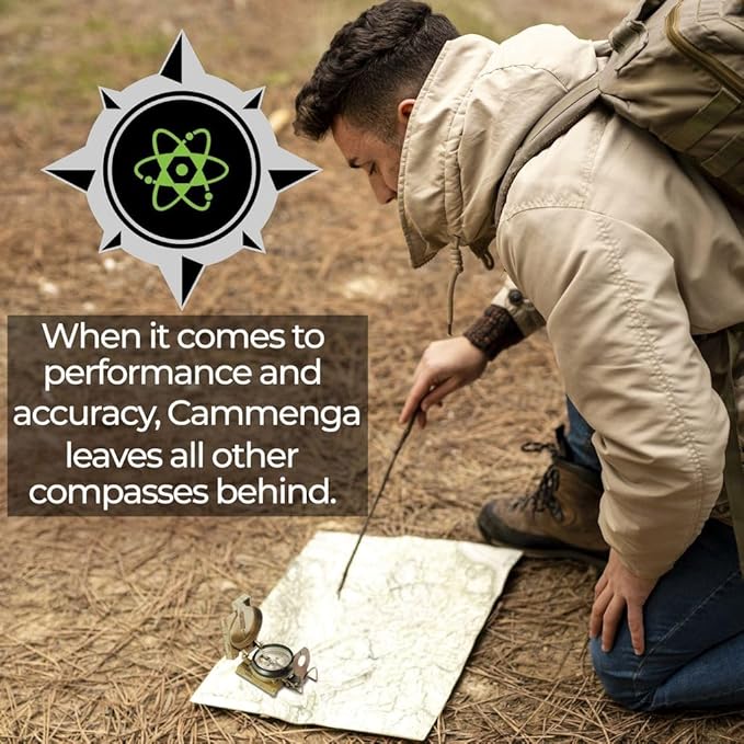 Cammenga Official US Military Tritium Lensatic Compass, Accurate Waterproof Hand Held Compasses with Pouch for Hiking Camping Navigation Survival Backpacking Orienteering