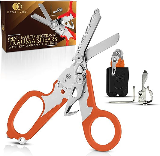 6-in-1 Multifunctional Trauma Shears – Premium Medical Shears for Nurses, EMTs, and First Responders