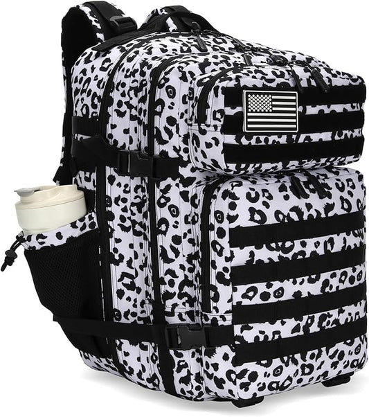 25L Tactical Backpack Small Military Tactical Backpack Molle Bag Heavy Duty Assault Pack for Work Gym Outdoors (Leopard)