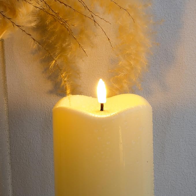 4" x10" Outdoor Flameless Candles Waterproof, Large Battery Operated Candles with Remote, Plastic Flickering LED Candles for Garden Patio Porch Home Party, Ivory 1Pack