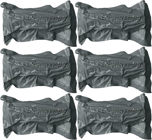 6 Inch Israeli Style Emergency Bandage, Compression Trauma Pressure Wound Dressing, Medical Sterile Vacuum Sealed, Trauma Kit, Tactical First Aid Kit IFAK Supplies (6Pcs)