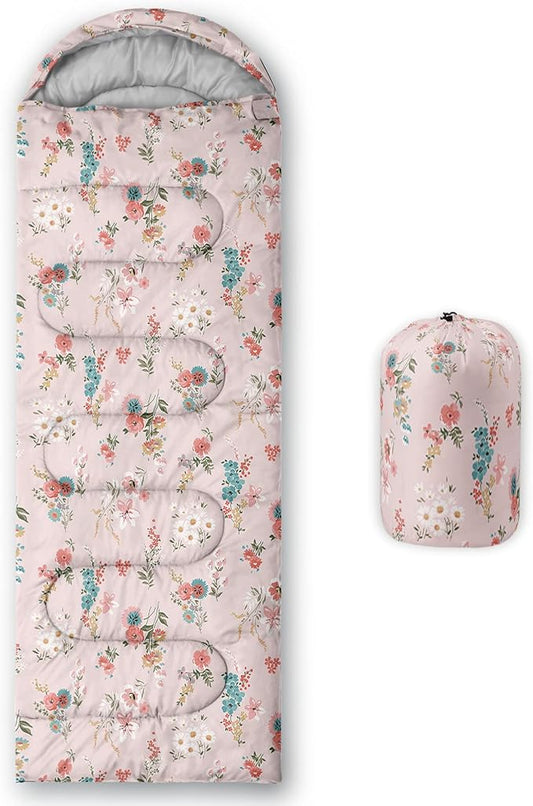 QOOMO Camping Sleeping Bags,3 Season Warm & Cool Weather,Lightweight,Waterproof Sleeping Bags for Adults & Kids,Traveling,and Outdoors,Camping Gear Equipment