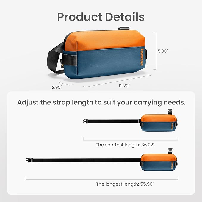 tomtoc Compact EDC Sling Bag, Minimalist Chest Shoulder Backpack Crossbody Bag for Men Women, Lightweight Carry Casual Bag