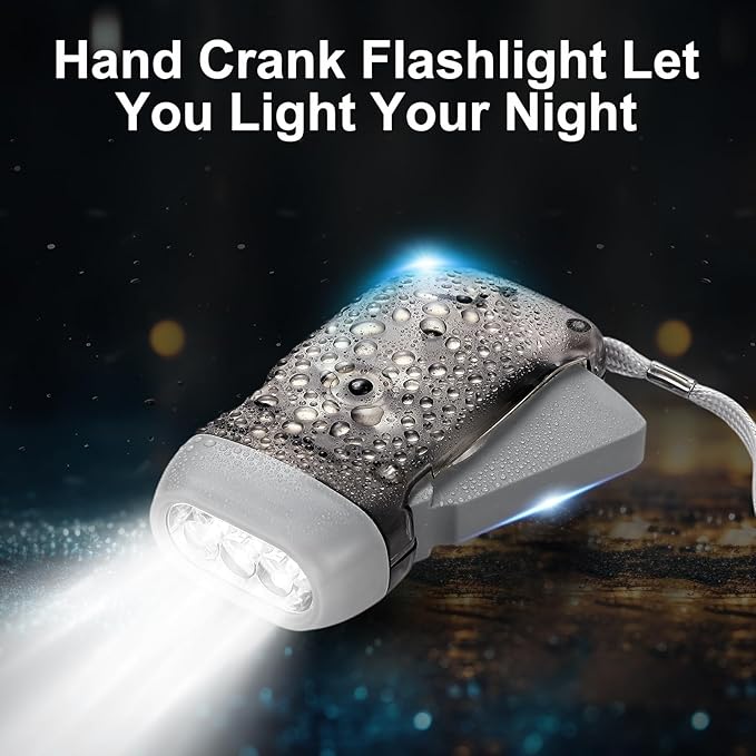 Treela 36 Pcs Hand Crank Flashlights Operation Christmas Items Bulk Squeeze Flashlight No Battery Required Torchlight 3 Powered Charging for Emergency(Red, Grey, Yellow, Green)