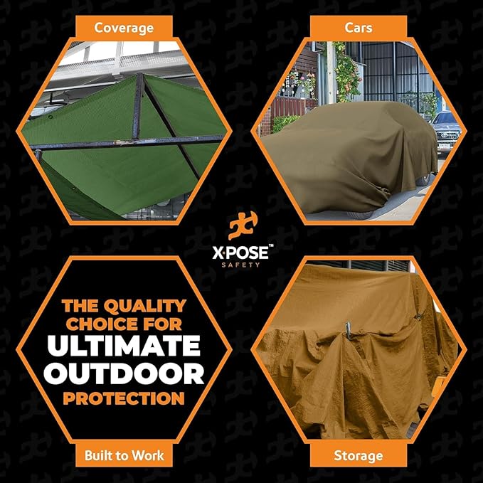 Xpose Safety Canvas Tarp - 10oz White Canvas Tarps Heavy Duty Water Resistant with Brass Grommets- Multipurpose Outdoor Tarpaulin for Camping, Canopy, Trailer, Equipment Cover 5' x 7' (2 Pack)