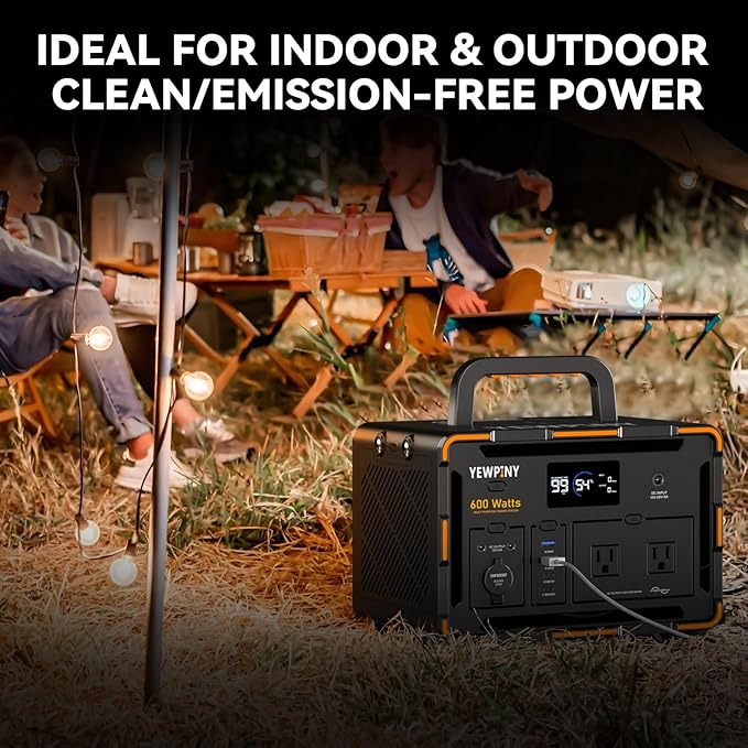 600W Portable Power Station EM600, 599.4Wh 162000mAh Solar Generator with USB-C PD 100W, Pure Sine Wave AC, 10 Outputs, Wireless Charging for Outdoors Camping Travel, RV, Home Backup(SOS Light)