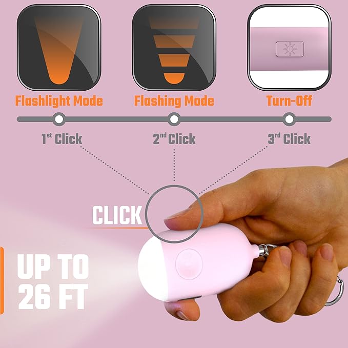WETEN Personal Safety Alarm for Women – 3 Pack Rechargeable Self Defense Keychain Siren Ring with LED Light – 130 dB Emergency Sos Alert Key Chain Device (Black&Pink&Blue)