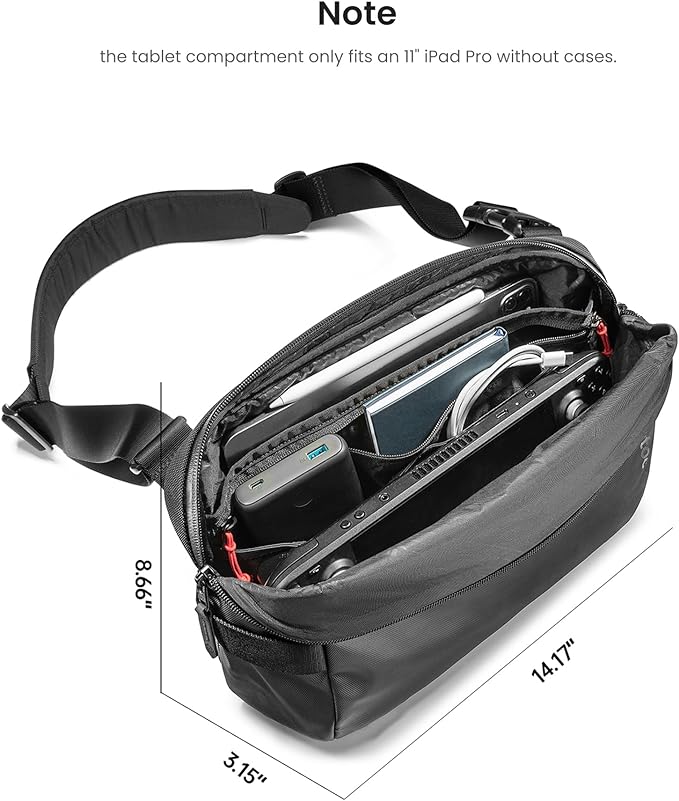 tomtoc Compact EDC Sling Bag, Minimalist Chest Shoulder Backpack Crossbody Bag for Men Women, Lightweight Carry Casual Bag