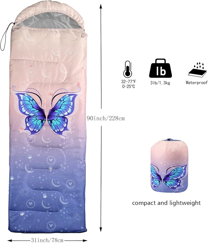 BSNTHO Camping Sleeping Bags,3 Season Warm & Cool Weather,Lightweight,Waterproof Sleeping Bags for Adults & Kids,Traveling,and Outdoors,Camping Gear Equipment