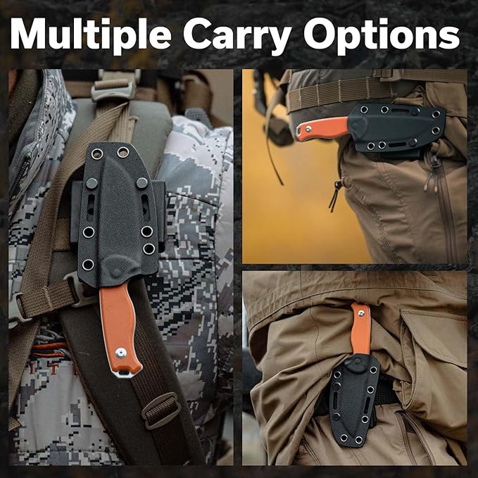 CIVIVI Timberbark Fixed Blade Knife with Kydex Sheath & Clip, 3.2" 14C28N Blade G10 Handle with Lanyard, Ideal EDC Hunting Knife for Outdoor Adventures Camping Hiking C23094-2, Orange