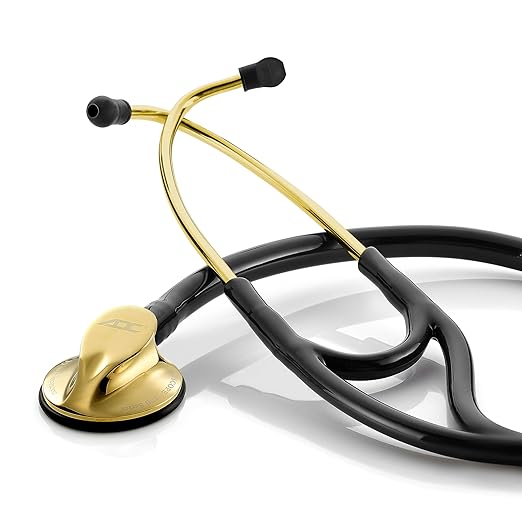 ADC Adscope 600 Platinum Series Cardiology Stethoscope with Tunable AFD Technology, 27" Length, Titanium-Gold Plated Finish