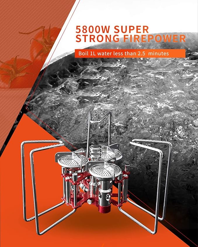 Bulin Camping Stove Burner 3500W/3800W/5800W/6800W/18000W Adjustable Ultralight Backpacking Stove Windproof Camp Portable Propane Stove for Camping Hiking Backpack Outdoor