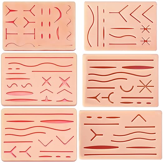 6 Pcs Suture Practice Pads Suture Pad Kit with Wounds Hard to Rip Tear or Break for Medical Vet Students Veterinarian Nurses Training Practice