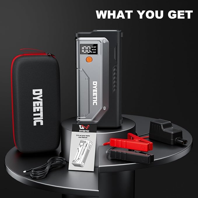 6000A Jump Starter, 12V Portable Car Jump Starter Battery Pack (All Gas and 10.0L Diesel Engines), 26800mAh Lithium Jump Box with Booster, LED Light, Jumper Cable
