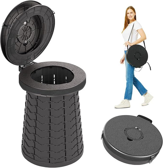 XXL Heavy Duty Portable Toilet for Adults - 880lbs Capacity, Adjustable Height up to 19.7", Collapsible Dual-Use Toilet & Stool for Camping, Truck Drivers, Construction Sites