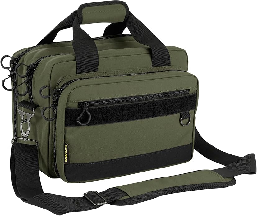 Range Bag Pistol Handgun Bag Gun Carrying Case for Handguns and Ammo with Lockable Zippers