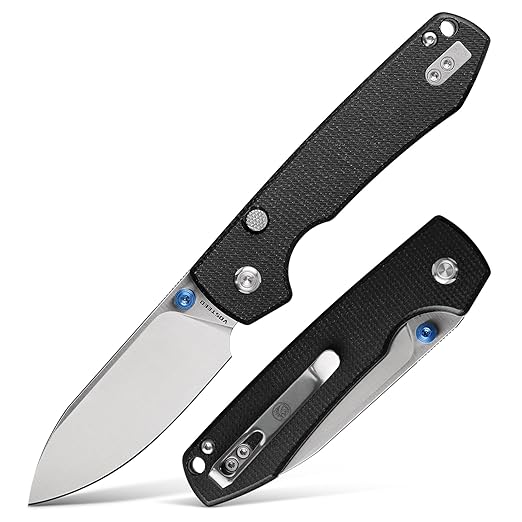 Vosteed Raccoon EDC Folding Pocket knife with Clip, Top Liner Lock Knife with 3.25" Sandvik 14C28N Steel Blade, Micarta Handle for Camping, Hiking - A2903