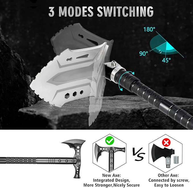 Camping Shovel Axe Outdoor Survival Shovel Set with High Carbon Steel Camping Gear for Men Outdoor Caming Hiking Backpacking Emergency