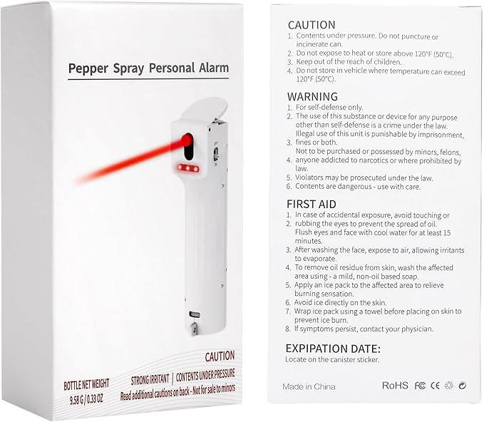 3-in-1 Personal Safety Alarm with Pepper Spray Gel for Women Self Defense Keychain, Defence Protection Tools, Refillable Cartridge, Extremely Loud 140dB Whistle, Led Flash Light, Safe Gifts for Teens