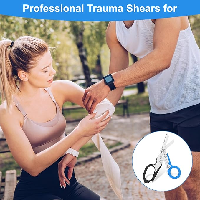6in1 trauma shears - emergency responders, outdoor emergencies scissor, medical staff, and outdoor camping scissors, ttrauma scissors (blue-black)