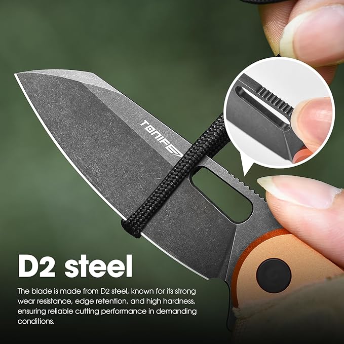 TONIFE Galaxy Mini Folding Knife with D2 Steel Blade and Aluminum Handle, EDC Pocket Tool for Camping, Hiking, and Survival (orange)