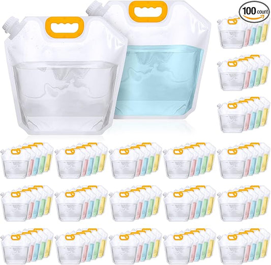 1.3 Gallon Collapsible Water Storage Bag Emergency Jug Container Clear Plastic Water Bladder for Outdoor Sport Camping Hiking No Leak, Freezable, Odorless, Flat Folding (No Scale)