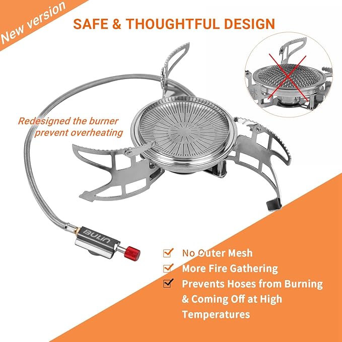 Bulin Camping Stove Burner 3500W/3800W/5800W/6800W/18000W Adjustable Ultralight Backpacking Stove Windproof Camp Portable Propane Stove for Camping Hiking Backpack Outdoor