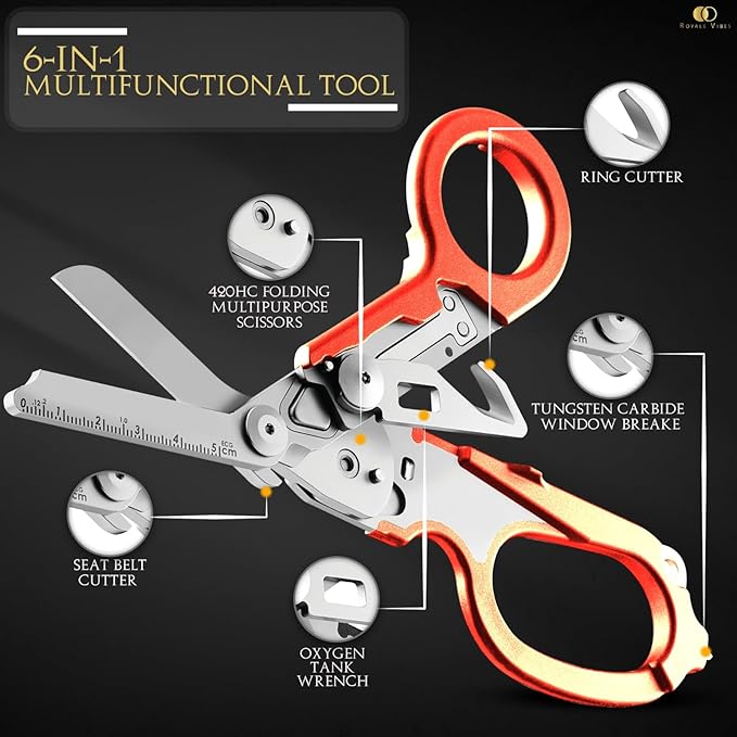 6-in-1 Multifunctional Trauma Shears – Premium Medical Shears for Nurses, EMTs, and First Responders