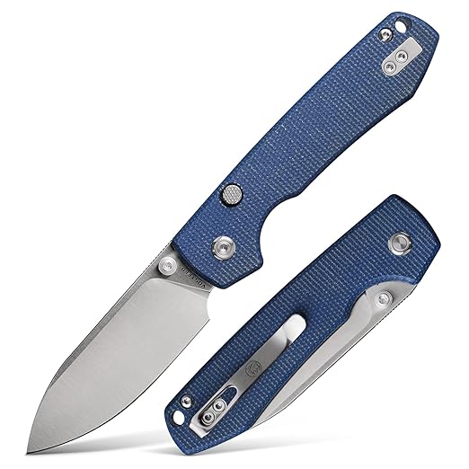 Vosteed Raccoon EDC Folding Pocket knife with Clip, Top Liner Lock Knife with 3.25" Sandvik 14C28N Steel Blade, Micarta Handle for Camping, Hiking - A2905