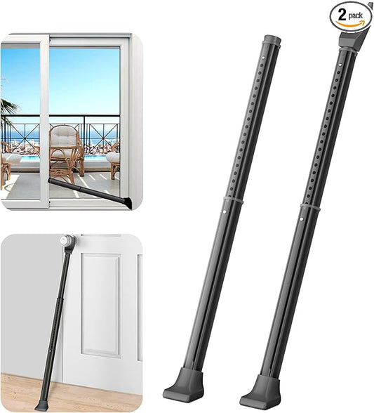 AceMining Upgraded Door Security Bar & Sliding Patio Bar, Heavy Duty Stoppers Adjustable Jammer for Home, Apartment, Travel (2 Pack,Black)