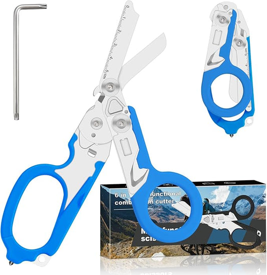 6in1 trauma shears - emergency responders, outdoor emergencies scissor, medical staff, and outdoor camping scissors, ttrauma scissors(blue)