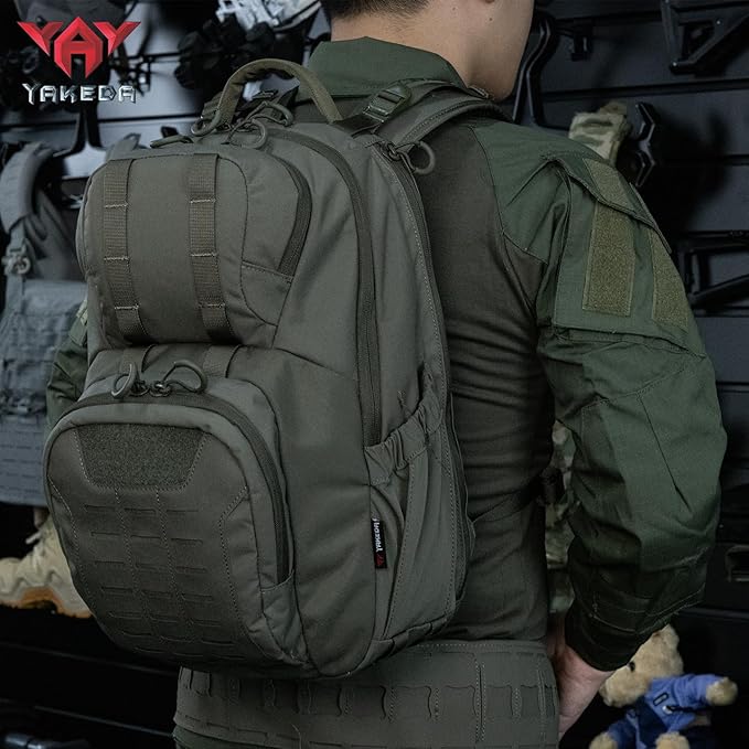 vAv YAKEDA 500D NylonTactical Military Backpack for Men,Fit 12.6-15.6 inches Laptop, Daily Bag for Hiking,hunting,running (Green Ruins)