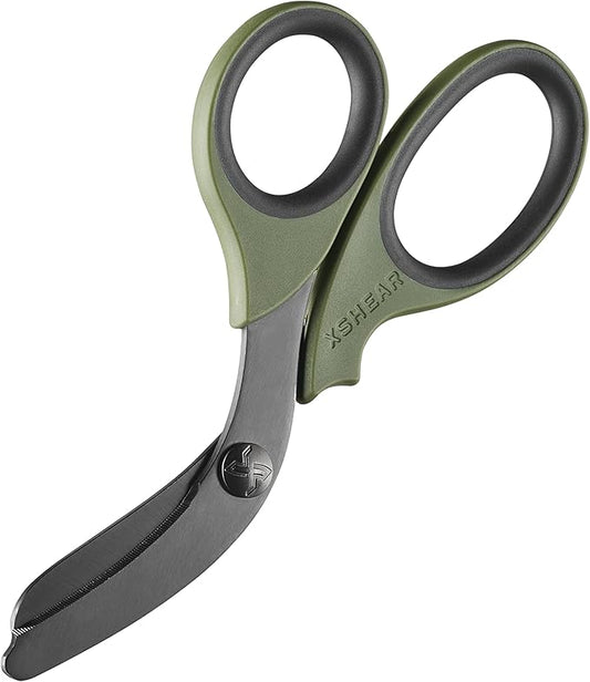 xShear® 7.5” Extreme Duty Trauma Shears - The perfect scissors for the Paramedic, EMT, Nurse or any Emergency Healthcare Provider (Olive Drab Green/Black)
