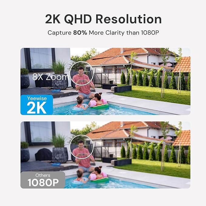 2K Solar Security Cameras Wireless Outdoor, WiFi6 Solar Security Camera for Outside Wireless, Color Night Vision, 2.4/5GHz WiFi, IP66 Weatherproof, Compatible with Alexa, No Monthly Fees