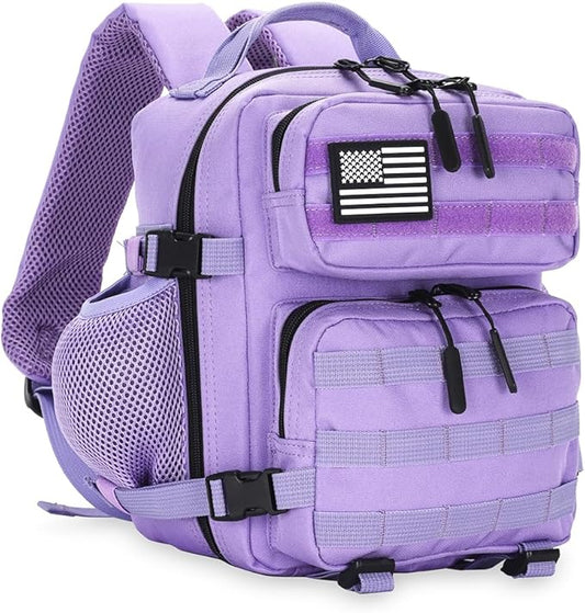 9L Mini Tactical Backpack for Men and Women, Tactical Backpack Small for Hiking, Small Tactical Bag（Light Purple）