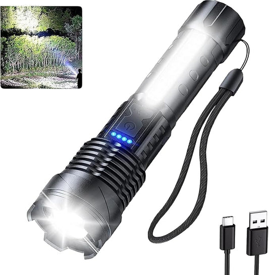 Rechargeable Flashlights 980,000L High Lumens, Super Bright Led Tactical Flashlight Battery Powered with 7 Modes, Side Light, USB C, Waterproof, Zoomable, Powerful Handheld Flash Light