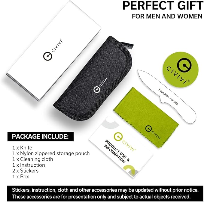 CIVIVI Pocket Folding Knife- Qubit Button Lock Utility Knife with Thumb Stud Opener for EDC, 2.98" 14C28N Blade Aluminum Handle, Gift for Men Women C22030E-2