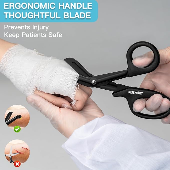 Trauma Shears - RISEMART Bandage Scissors for Nurses, 7.5" Fluoride Coated Non-stick Blades Stainless Steel Nursing Scissors for Doctor, Nurses, Nursing Students, EMS, EMT